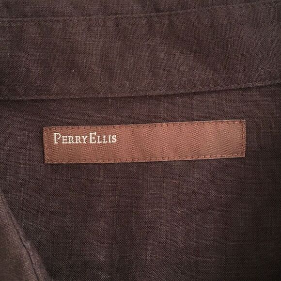 🆕Perry Ellis Men’s Brown Long Sleeve Button Down Shirt - Picture 3 of 6